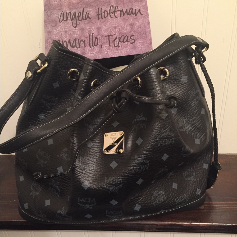 Authentic MCM Visetos Drawstring Shoulder bag